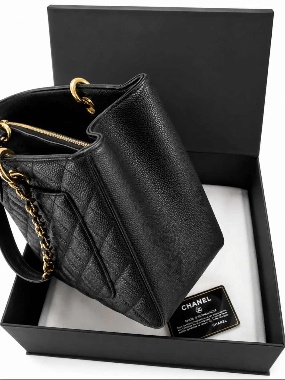 Chanel GST black Caviar Gold hardware tote